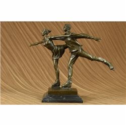 SIGNED ORIGINAL MILO ICE SKATING PAIR BRONZE SCULPTURE STATUE FIGURE FIGURINE