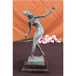 Signed Milo Jester W/ Drink Bronze Sculpture Statue Art Deco Marble Base