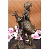 Image 3 : Signed Moreau Native American Indian With Deer Bronze Sculpture Statue