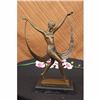 Image 1 : SIGNED ART DECO NUDE GIRL DANCER FAYRAL BRONZE STATUE MARBLE BASE FIGURINE LRG