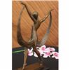 Image 4 : SIGNED ART DECO NUDE GIRL DANCER FAYRAL BRONZE STATUE MARBLE BASE FIGURINE LRG