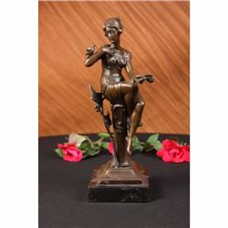 Signed Original 1930 Exotic Sexy Girl Bronze Sculpture Statue Figure