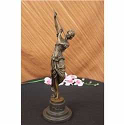 FRENCH GIRL PLAYING FLUTE BY COLINET BRONZE