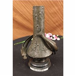 Signed Blairsy Vase With Fish Marine Sculpture Statue Figurine Art