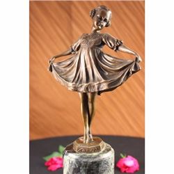 Young Girl Mid Dance Pose Bronze Figurine Statue Preiss