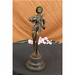 Bronze Marble Sculpture Statue Banjo Woman Music Song