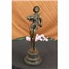Image 1 : Bronze Marble Sculpture Statue Banjo Woman Music Song