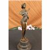 Image 3 : Bronze Marble Sculpture Statue Banjo Woman Music Song