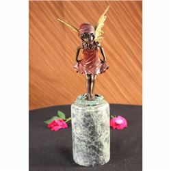 Art Deco Angel Fairy Red Patins Book End Bronze Statue