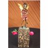Image 1 : Art Deco Angel Fairy Red Patins Book-End Bronze Statue Sculpture Figure