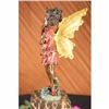 Image 2 : Art Deco Angel Fairy Red Patins Book-End Bronze Statue Sculpture Figure