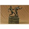 Image 1 : Original Art Deco Two Soccer Player FIFA Bronze Sculpture Statue Figurine Figure