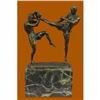 Image 1 : Signed Original Milo Kick Boxer Boxers Bronze Sculpture Marble Base Figurine Art