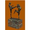 Image 3 : Signed Original Milo Kick Boxer Boxers Bronze Sculpture Marble Base Figurine Art