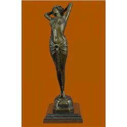 Art Deco Erotic Sexy Dancer by Leonard Bronze Sculpture Marble Base Figurine LRG