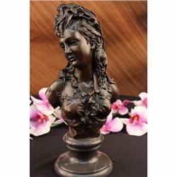 Signed Carrier Elegant Nude Sexy Girl Bronze Sculpture Bust Art Nouveau