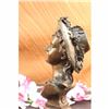 Image 5 : RARE BUST ART NOUVEAU DECO BRONZE WASH SPELTER METAL MARBLE SCULPTURE