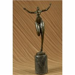SIGNED JUNO BRONZE SCULPTURE CUBISM NUDE GIRL ABSTRACT MODERN ART STATUE FIGURE