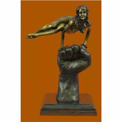 Hand Crafted Original Juno Naked Female Sitting on a Fist Bronze Sculpture Decor
