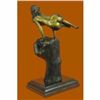 Image 3 : Hand Crafted Original Juno Naked Female Sitting on a Fist Bronze Sculpture Decor