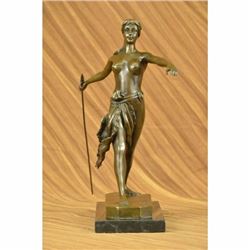 Diana the Huntress Elegant Bronze on Marble Base Statue Art Deco Sculpture SALE