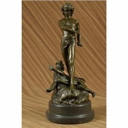 Statue Sculpture Lion victory Art Deco Nouveau Style Bronze Hot Cast Figurine