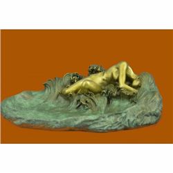 Signed Itasse Sensuous Nude Woman Candy Holder Dish Bronze Sculpture Home Decor