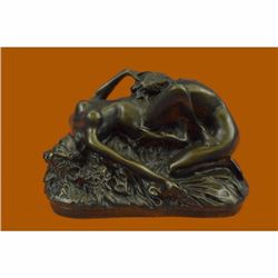 Signed Lambeaux Erotic Art Two Girl Lovers Bronze Sculpture Statue Figurine Deco