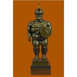 Hot Cast Botero Reproduction Roman Soldier Bronze Sculpture Marble Base Figurine