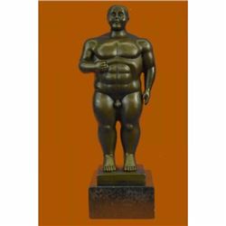 Handcrafted Cubby Male Bronze Sculpture Signed Original Milo Marble Figurine Art