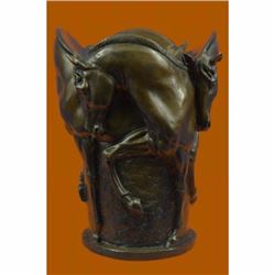 Art Deco Nouveau 4 Horsed Vase Signed Original Milo Bronze Sculpture Statue Gift