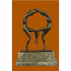 Art Deco Twine Dancer Hot Cast Bronze Sculpture Marble Base Figurine Figure Gift