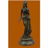 Image 1 : Signed Carrier Exquisite Maiden Bronze Sculpture Marble Base Figurine Home Decor