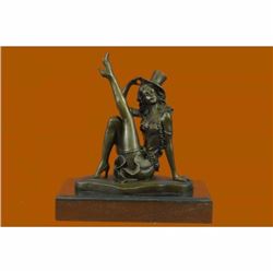 Sexy Burlesque Dancer Bronze Sculpture Statue Art Deco Marble Figurine Figure