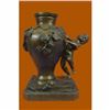 Image 1 : AUGUSTE MOREAU FRENCH FIGURAL BRONZE CHERUB VASE ART NOUVEAU DECO FIGURINE DECOR