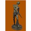 Image 2 : Gilt Bronze Sculpture Warrior with Sword by Adrien Gaudez Marble Figurine Figure