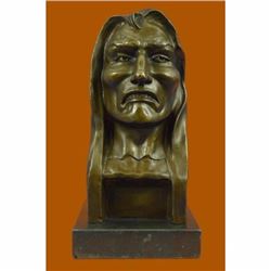 Hot Cast Frederick Remington the Savage Bronze Sculpture Marble Base Figurine NR