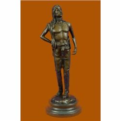 Fritz Berman Native Indian Prince Bronze Sculpture Marble Base Figurine Figure