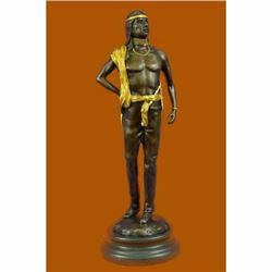 Art Deco Gold Patina Tall Native Indian Prince Bronze Sculpture Hot Cast Figure