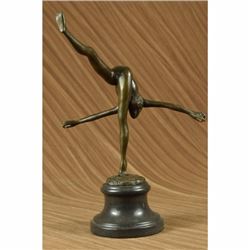 Original Art Deco Nude Talented Gymnast Trophy Bronze Sculpture Statue Figurine