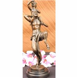 Signed Original Milo Satyr With His Child Dancing Bronze Statue