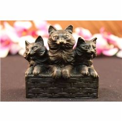 CAT FAMILY BRONZE SCULPTURE STATUE FIGURE FIGURINE ART DECO STATUE