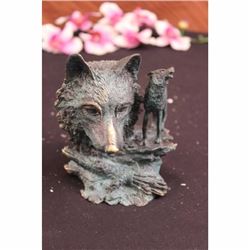 SIGNED MILO DECO EUROPEAN WOLF BRONZE SCULPTURE FIGURE FIGURINE