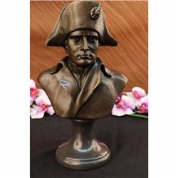 SOLID FRENCH OLD RARE SIGNED BRONZE NAPOLEON BONAPARTE BUST STATUE SCULPTURE