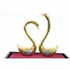 Image 1 : Art Deco Real 24K Gold Plate Bronze Two Swan Bird with Sapphire Sculpture Figure