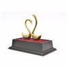 Image 4 : Art Deco Real 24K Gold Plate Bronze Two Swan Bird with Sapphire Sculpture Figure