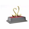Image 5 : Art Deco Real 24K Gold Plate Bronze Two Swan Bird with Sapphire Sculpture Figure