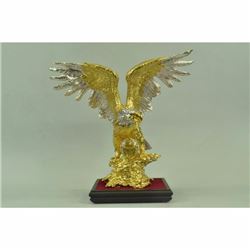 Large 24K Gold And Silver Bald American Eagle Hot Cast Bronze Masterpiece Decor