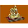 Image 2 : 24K Gold Plated Bronze African Elephant Bronze Sculpture W/ Sapphire Ruby Figure