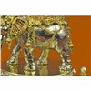 Image 6 : 24K Gold Plated Bronze African Elephant Bronze Sculpture W/ Sapphire Ruby Figure